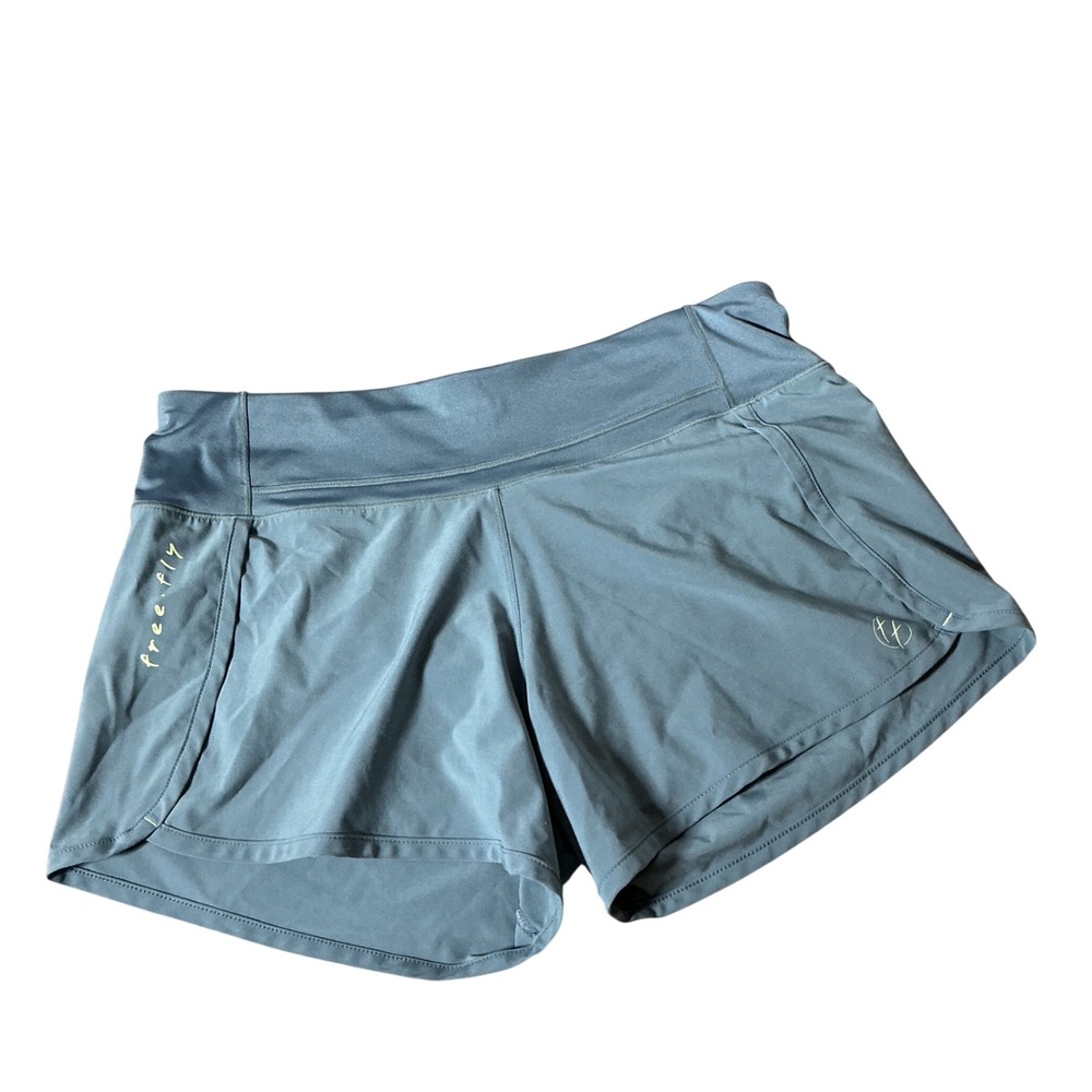 Free Fly Bamboo Lined Pull On Athletic Shorts Womens M Blue Grey Sustainable